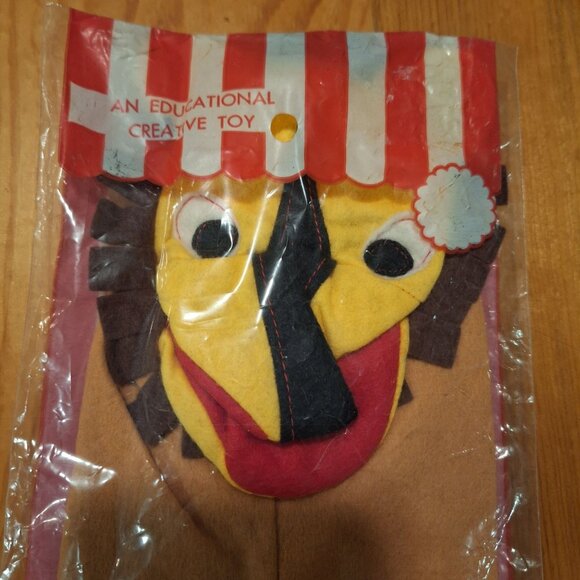 Sheram Felt Hand Puppet By Luci P10 Don Lion 9x5" Original Vintage Sealed - Picture 6 of 9